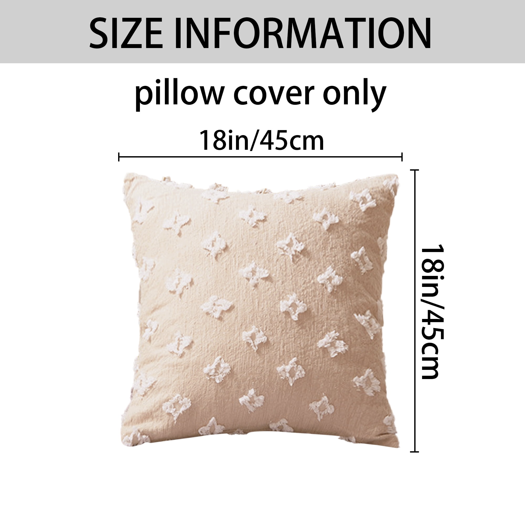 Unique Bargains 2 Pcs Jacquard Decoration Throw Pillow Cover Beige 18" x 18"