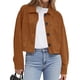 thumbnail image 3 of Chaqueta Corta de Ante Sintético para Mujer, Informal, Ligera, para Otoño e Invierno. Marrón XL, 3 of 8