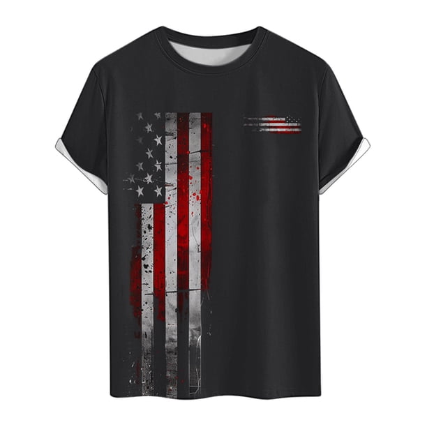 Tops para hombre, blusas y camisas de cuello redondo y manga corta para hombre Tops estampados de manga corta para el Día de la Independencia para hombre Tops/camisas de cuello redondo y manga corta p