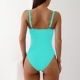 thumbnail image 4 of UTSJKR Women's Sweetheart Neck One-Piece Swimsuit, Ruched Tummy Control Bathing Suit with Gold U-Ring Detail Mint Green S, 4 of 5