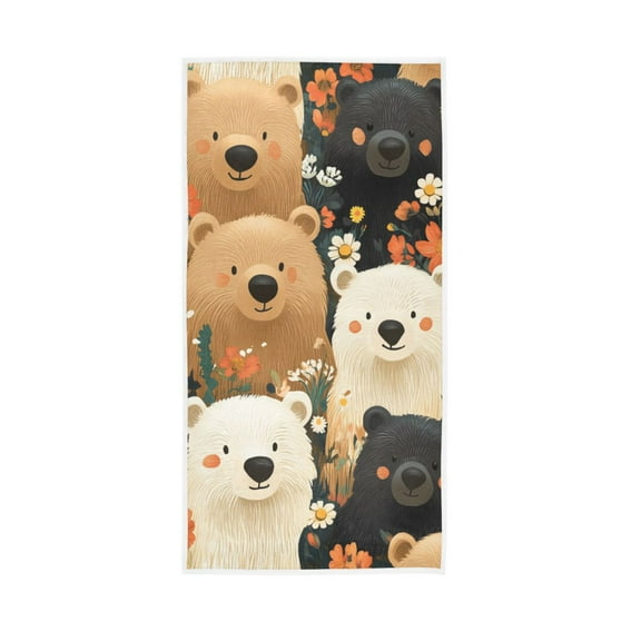 Cute Cartoon Bears Face Towel Absorbent Hand Towels Bath Sport Gym