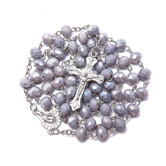 Rosary Beads Catholic for Women - Gradient Colored Crystal Rosary Beads,Grey,Gifts for Women, YQZIYOU