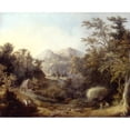 thumbnail image 2 of Charles Codman 18x15 Black Ornate Wood Framed Double Matted Museum Art Print Titled - Landscape with Farm and Mountains (1832), 2 of 5