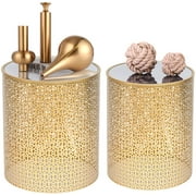 Home Beez Metal Round End / Side Tables Nesting Nightstands Set of 2 Gold