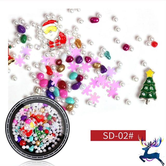Xihbxyly Juego de Decoración de Uñas, Elegante Diseño de Copo de Nieve de Papá Noel, Diamantes de Imitación de Aleación Mixta, Decoración Versátil para Uñas, Hogar E Invitaciones, Ideal para Amantes