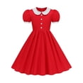 thumbnail image 3 of Vividxx Girls Dress Puff Sleeve Dress Color Block Dresses Party Daily Wear For Kids Formal 12-13 Years, 3 of 9