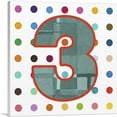 thumbnail image 1 of ARTCANVAS Fun Polka Dots Number 3 Three Numeral Canvas Art Print - Size: 26" x 26" (0.75" Deep), 1 of 9