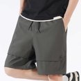 thumbnail image 2 of Teen Boys Cargo Shorts Youth Kids Quick Dry Lightweight Pull-On Hiking Shorts for Sports Outdoor with Zipper Pockets Years 7-19 Gray-A, 2 of 9