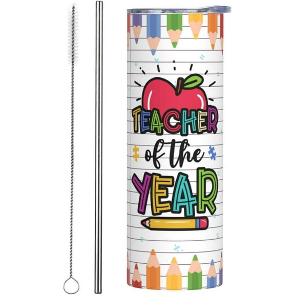 Teacher Appreciation Gifts Teacher Tumbler 20oz Stainless Steel Insulated Cup Travel Mug Graduation Teacher Tumbler Gifts for Teachers on Birthday Christmas Men Women Appreciation Gifts(slim model)