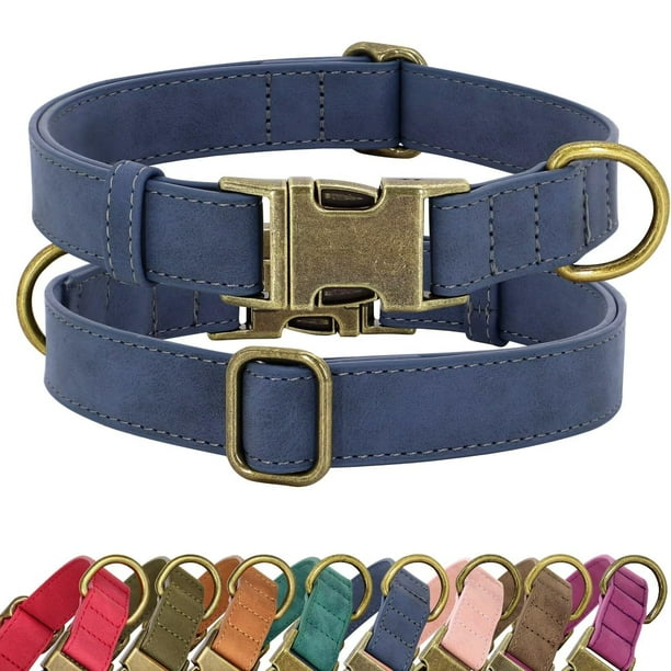 Collar para perro Didog de piel suave y duradero con cierre rápido S Blue