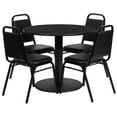 thumbnail image 2 of BizChair 36'' Round Black Laminate Table Set with Round Base and 4 Black Trapezoidal Back Banquet Chairs, 2 of 3