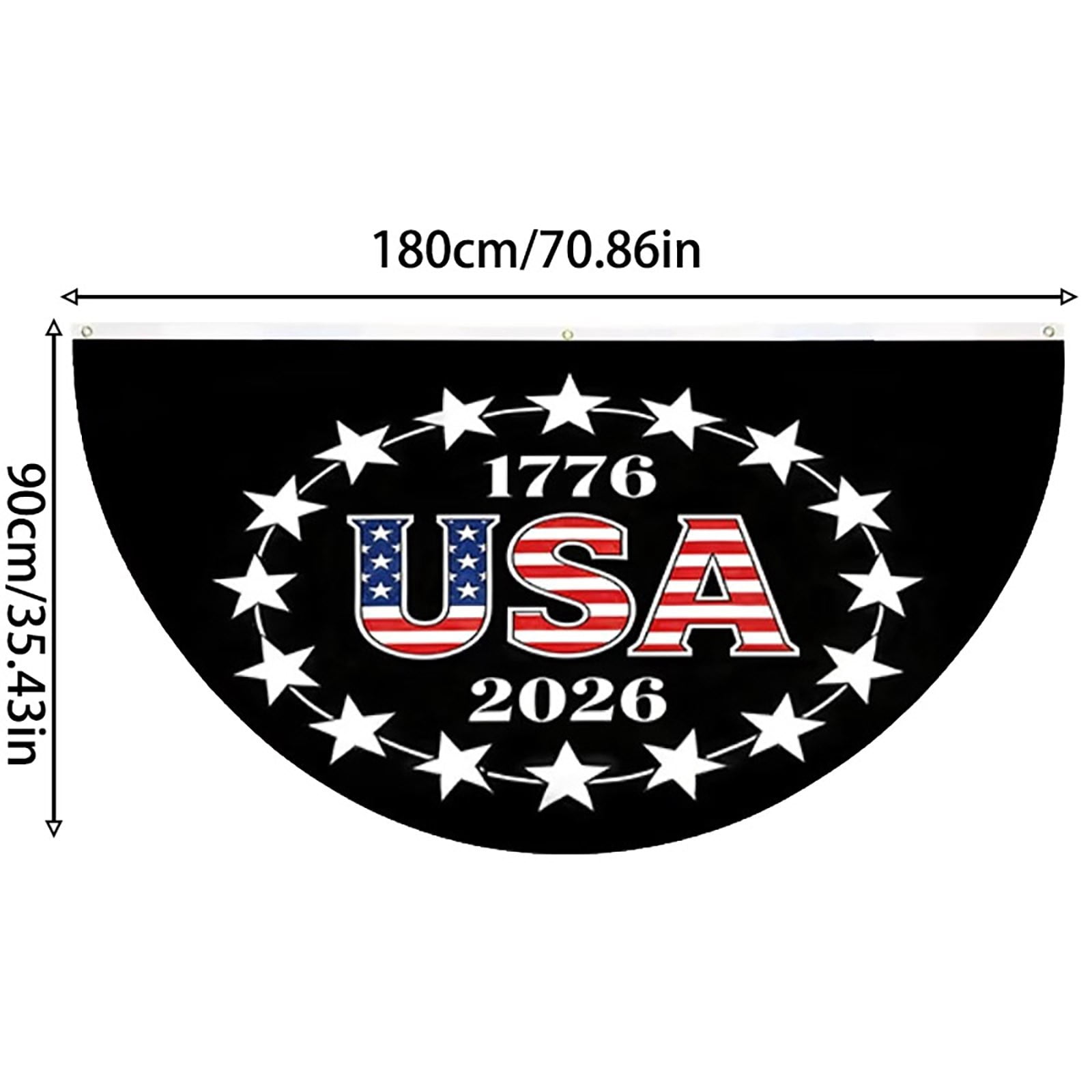Patriotic Half-Round Bunting Banner 1776-2026 Polyester Flag with Metal Grommets 4th of July USA 250th Anniversary Decoration for Independence Day Fence and Outdoor Decor