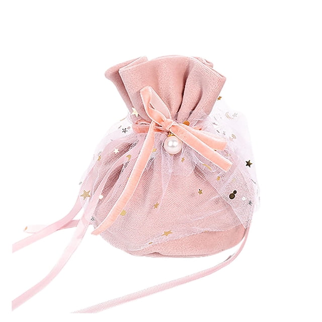 veasfak Candy Bag Chinese Wedding Chic Drawstring Pouch for Prom Gift Party Supplies Pink