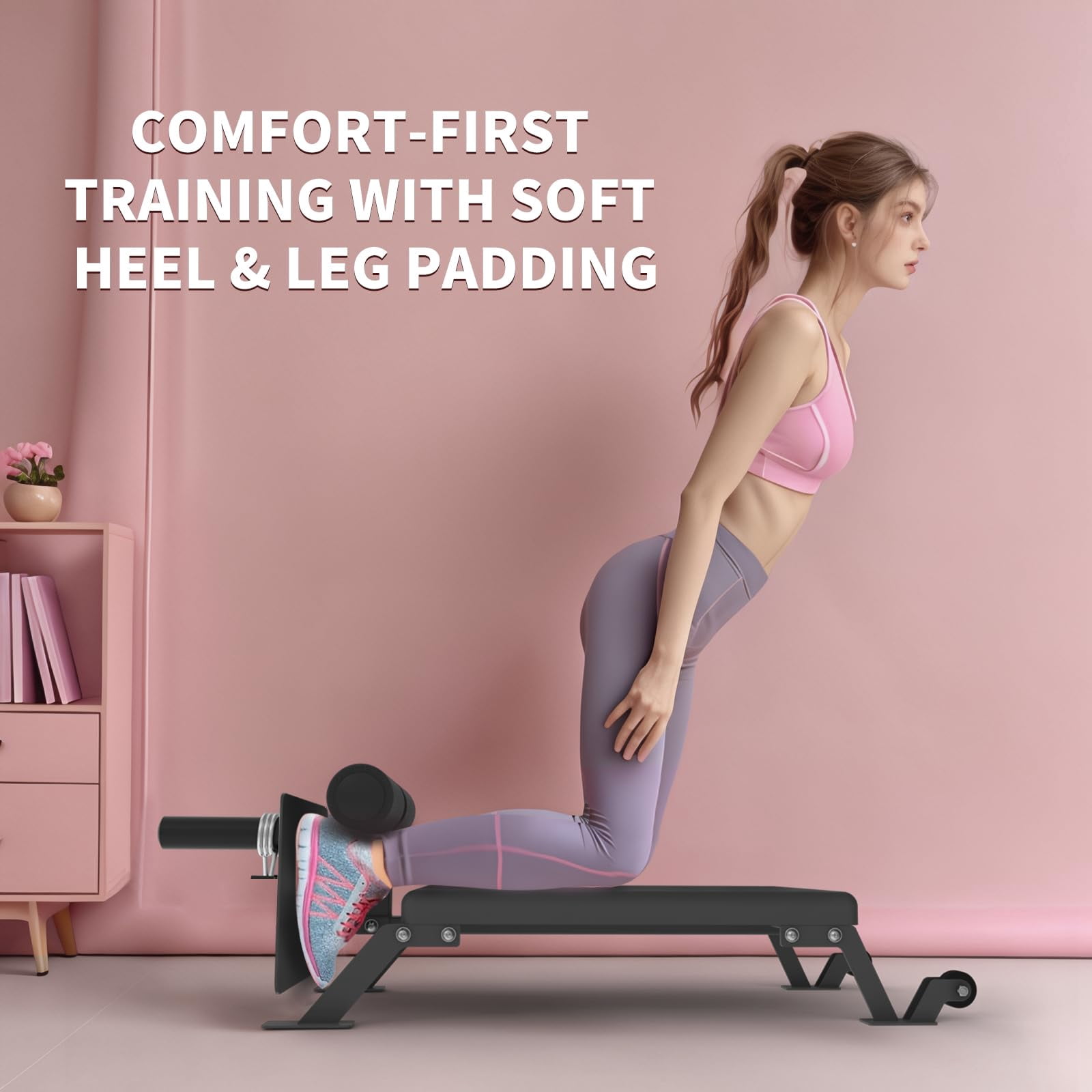 Huisuilinss Nordic Curl Machine,Adjustable Hamstring Curl Bench,Nordic Bench With Wheels,Glute Machine,Home Gym Equipment For Leg Workouts
