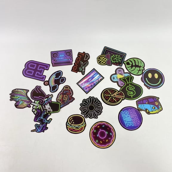 CheerBird Stickers,50 Pcs Aesthetically Neon Cyberpunk Water Bottle Stickers for Adults, Colorful Glow in The Dark Holographic Waterproof Vinyl Laptop Decals