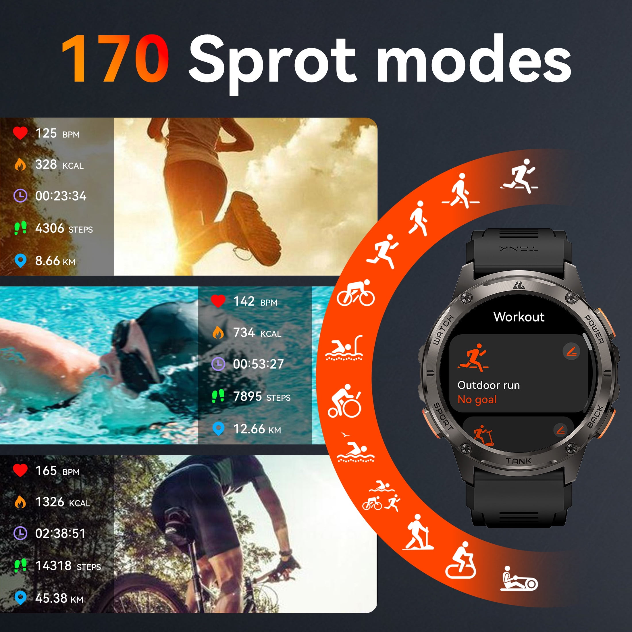 Smart Watch for Android and iPhone 1.43" AMOLED Display Smartwatch for Men Women 170 Sports Modes Fitness Tracker with 50M Waterproof