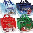 thumbnail image 1 of Volsha 8 Pack Christmas Tote Bags, Reusable Grocery Tote Bags with Handle, Gift Present Bags for Holiday Xmas Event Party, 1 of 4