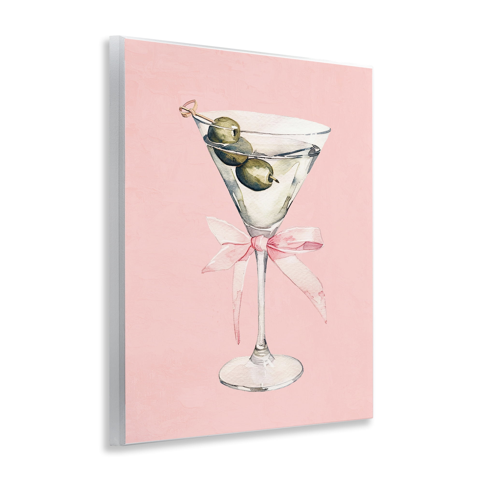Stupell Industries Martini with Pink Bow Wall Plaque Art, design by Kim Allen