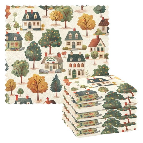 6 Pieces of Kitchen Towels 11x11Inch Kitchen Dish Cloths Kitchen Dish Towels Reuseable Cleaning Cloths Green House