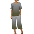 thumbnail image 5 of Zpanxa Womens Pajama Sets 2PC Short Sleeve Sleepwear Tops and Capri Pants Pjs Print Pajama Sets Round Neck Sleepshirt Loungewear Pajamas with Pockets Gray A L, 5 of 7