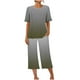 thumbnail image 4 of Conjunto de Pijama de Mujer Estampado Cuello Redondo Camiseta de Manga Corta Y Pantalones, Ropa de Salón con Bolsillos, 4 of 9