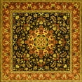 thumbnail image 1 of Ahgly Company Machine Washable Indoor Square Persian Yellow Traditional Area Rugs, 4' Square, 1 of 4
