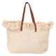 thumbnail image 1 of Bolso de hombro Nikou de algodón para mujer con borlas y asa superior beige, 1 of 15