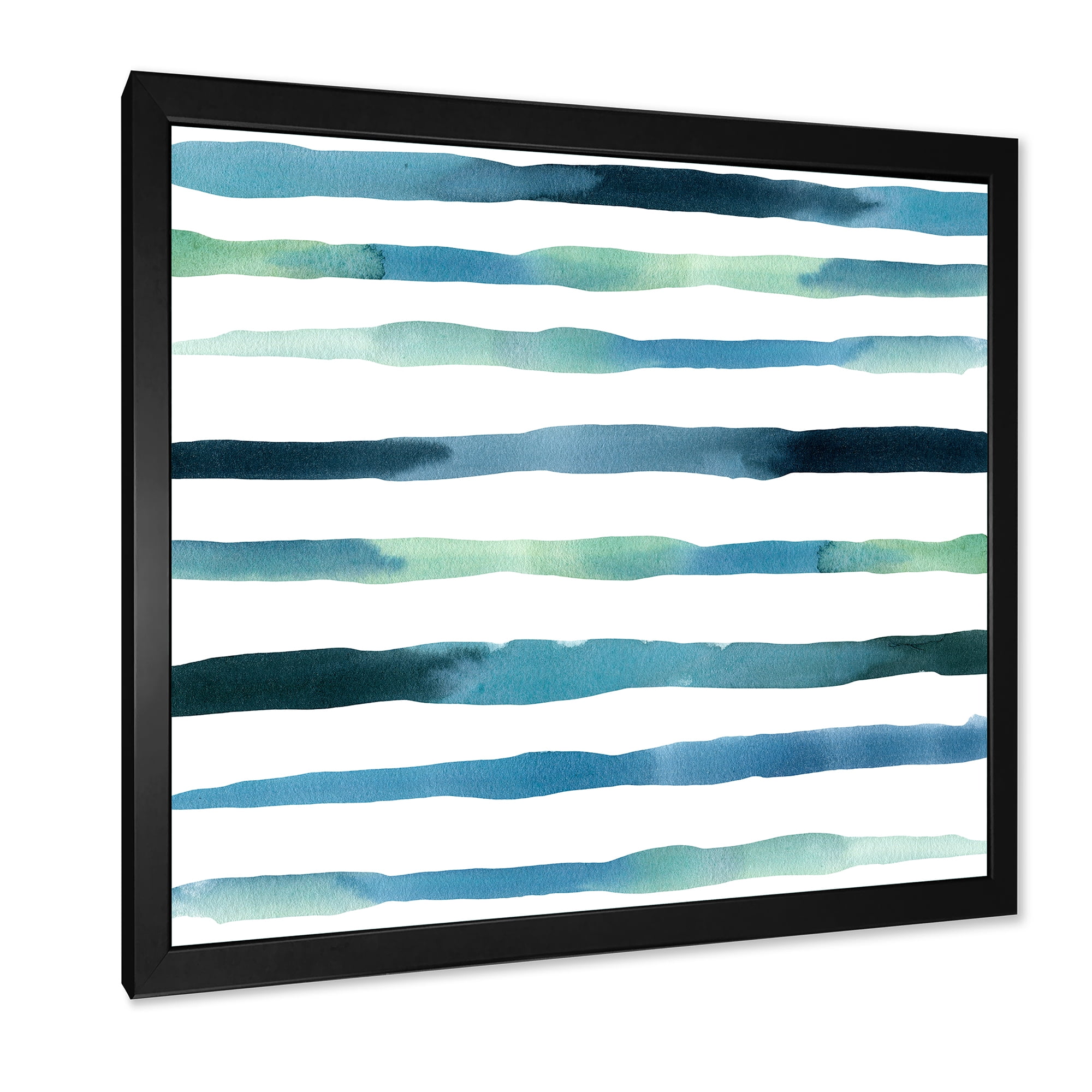Designart 'Dark Blue Verticals Aquatic ' Modern Framed Art Print