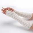 thumbnail image 2 of Dalrosia Womens Winter Warm Over Elbow Long Fingerless Thumb Hole Gloves Mittens Knitted Arm Warmer, 2 of 9