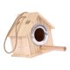 thumbnail image 1 of Casa de pájaros de madera estilo cabaña colgante estilo campestre con soporte para percha, caja nido para anidar 167 cm x 13 cm x 15 cm, 1 of 9