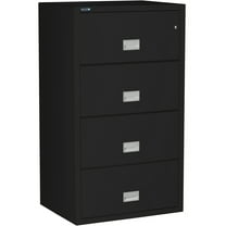 Phoenix Safe Lateral 31 inch 4-Drawer Fireproof File Cabinet with Key Lock, Water Seal, Black, LAT4W31B