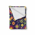 thumbnail image 2 of Floral Soft Flannel Fleece Blanket, Colorful Flowers Designed in Childish Art Pattern on Dark Lavender Background, Cozy Plush for Indoor and Outdoor Use, 60" x 80", Indigo Multicolor, by Ambesonne, 2 of 6