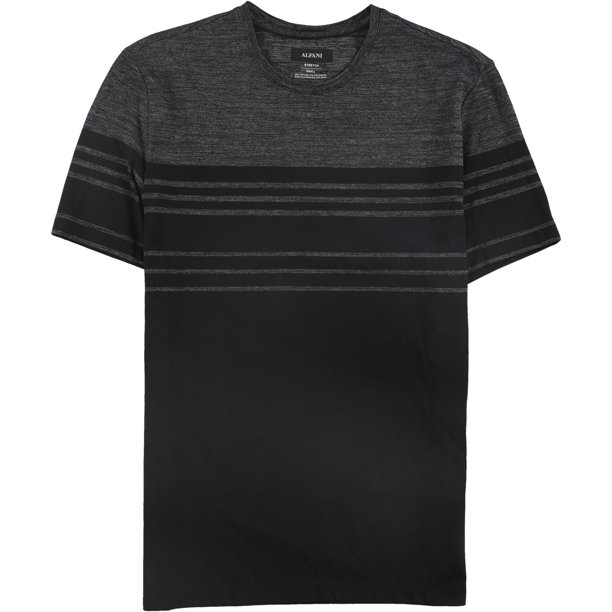 Camiseta básica Alfani con diseño de rayas para hombre color negro pequeña