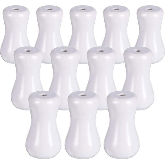12 Pcs Boutons de Cordon de Traction pour Stores Blancs 1,26 Pouces x 0,75 Pouces Pompons en Bois pour Stores Cordon en Bois Pompons Tirettes à Boule Suspendues pour Fabrication de Rideaux