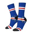 thumbnail image 2 of Womens Funny Socks Cape Verde Flag Printed Patterned Socks Novelty Socks, 2 of 7