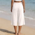 thumbnail image 3 of Lumtrix Cotton Linen Wide Leg Capri Pants for Women Casual Summer Cropped Pant with Pockets Elastic Waist Beach Lounge Trousers for Work Travel Vacation White XL, 3 of 4
