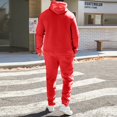 thumbnail image 5 of Men and Women Autumn Winter Solid Color Hooded Sweater Pants Tassel Trim Casual Athletic Two Piece Outfit Set, 5 of 8