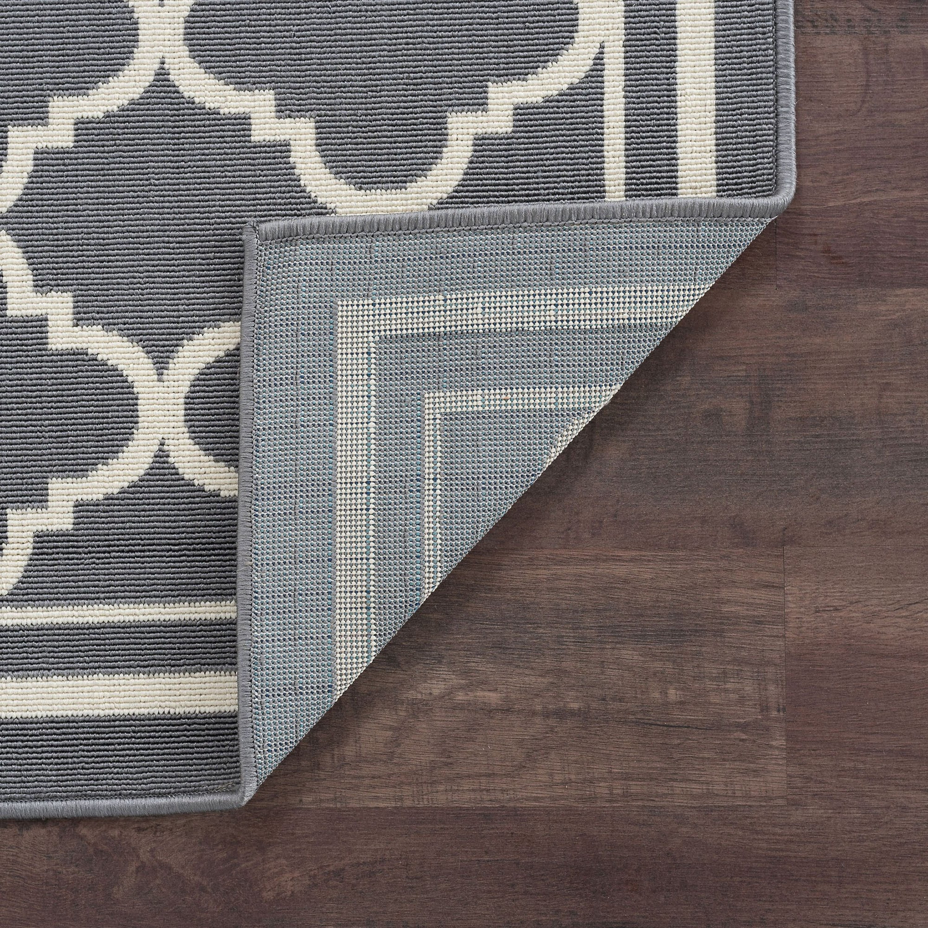 3x8 Water Resistant, Indoor Outdoor Runner Rugs for Patios, Hallway, Entryway, Deck, Porch, Balcony or Kitchen | Outside Area Rug for Patio | Gray, Moroccan Tile | Size: 2'7'' x 7'3''