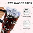 thumbnail image 2 of 40oz Valentines Day Tumbler with Handle and Straw, Valentine''s Day Anniversary Wedding Birthday Gifts for Women Girls, Stainless Steel Double Walled Vacuum Cup (Black), 2 of 6