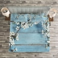 thumbnail image 3 of Ambesonne Wooden Quilted Bedspread Set 3 Pcs, Spring Flowers Branches, Queen Size, White Pale Blue, 3 of 3