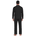 thumbnail image 6 of ANLIQI Mens 100% Cotton Pajama Sets Button Down Mens Pajama Sets Long Sleeve Knit mens Pajama Sets with Pockets(Black,L), 6 of 9