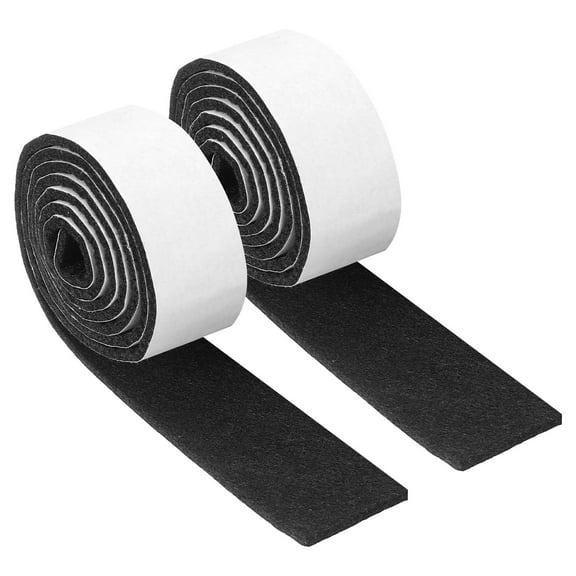 Felt Strips with Adhesive Backing, 2 Pack 1" x 40" x 0.12" Adhesive Felt Strips Anti Scratch Furniture Felt Tapes Self-Stick Felt Pads for Protecting Hardwood Floor, Black