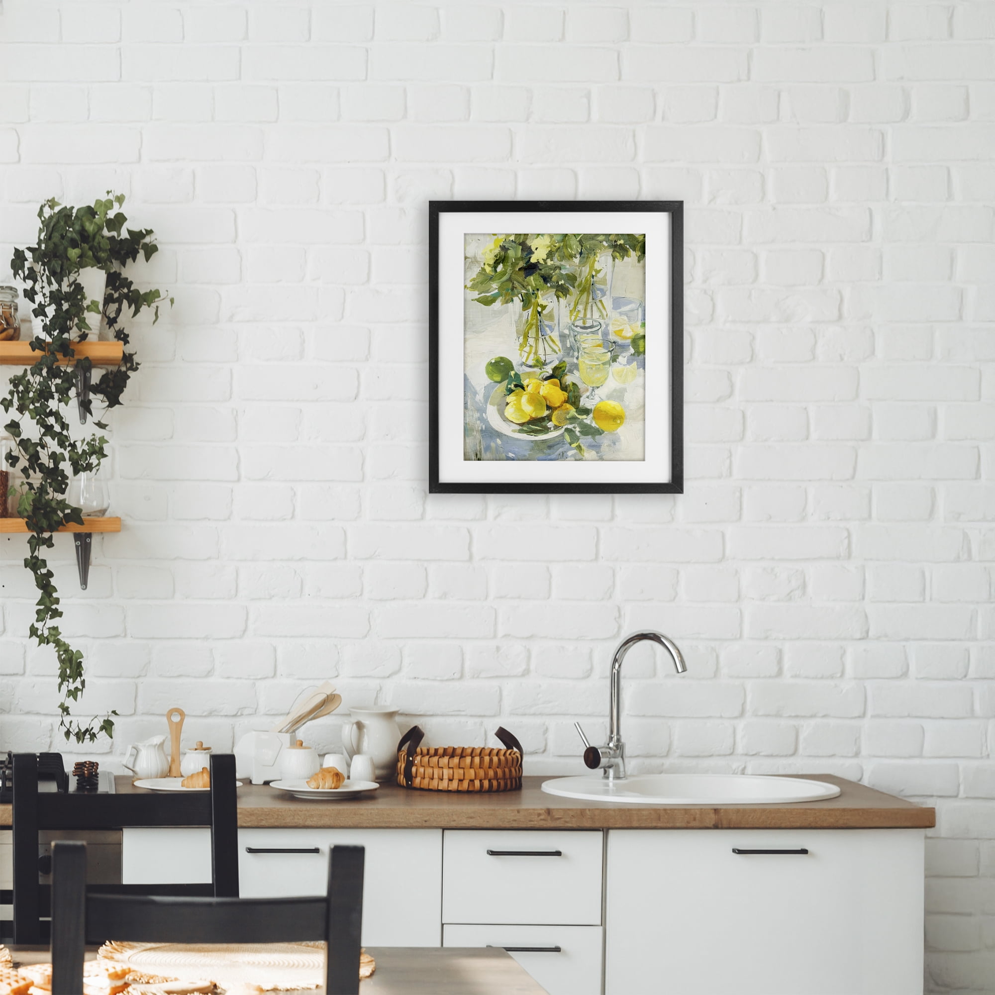 Stupell Industries Fresh Kitchen Lemons Spread Black Framed Print Under Glass, design by Annabelle Hall