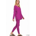 thumbnail image 2 of Zenana Women's Plus Size Soft Brushed Fabric V-Neck Long Sleeve Top & Leggings - 2 Pieces Set, 2 of 6