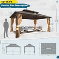 thumbnail image 6 of Hommow 12' x 16' Hardtop Gazebo Aluminum Frame Gazebo with Galvanized Steel Double Roof, 6 of 8
