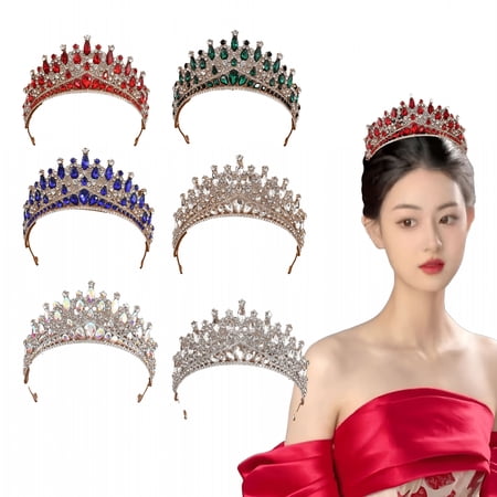 DESIGNICE Women'S Gold Crown Crystal Princess Tiara Crystal Queen'S Crown Wedding,Bridal Hair Ornament Birthday Prom,Beauty Pageant Party Rite of Passage,Photo Props