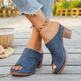 thumbnail image 3 of Dakaela Womens Summer Heeled Sandals Chunky Heel Wedge Fish Mouth Dressy Pumps Slip on Mules Clogs Business Work Walking Shoes Blue Size 8.5, 3 of 6