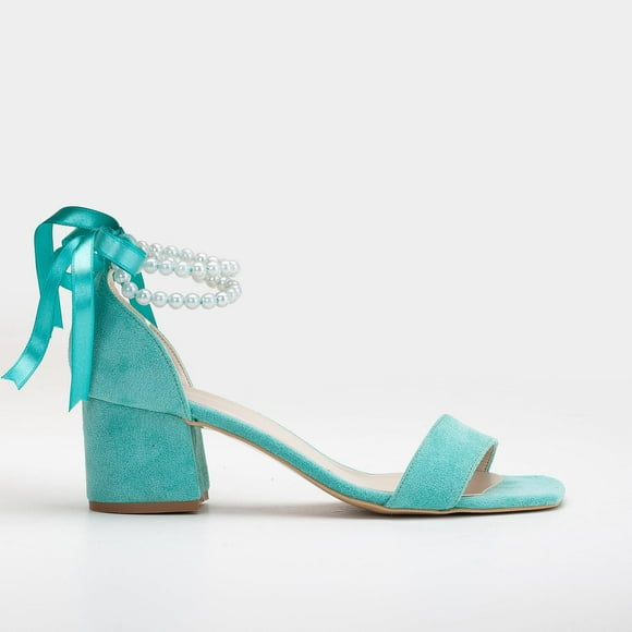 Illy - Zapatos de tacón color azul agua con perlas agua 22 CM