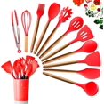 thumbnail image 1 of Juego de utensilios de cocina KEWITY silicona PREMIUM 11 piezas mango de madera RESISTENTE al calor, 1 of 4
