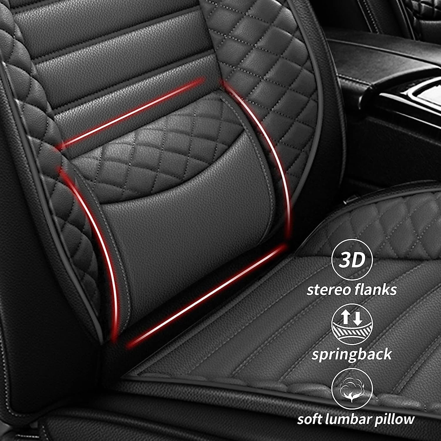 AOMSAZTO Fit for Toyota 4runner 2003-2024 Car Seat Cover 5-seat Faux Leather Full Set Compatible Airbag ：Black+Gray